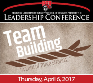 A banner for a Leadership Conference with the heading "Team Building" and an illustration of a three-stranded rope.