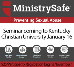 Flyer announcing a seminar on preventing sexual abuse at Kentucky Christian University on January 16.