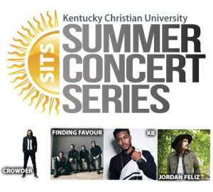 Promotional image for the SITS Summer Concert Series featuring Finding Favour, KB, and another musician.